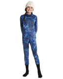 GIRLS CAPRI FUNNEL NECK - DEEP BLUE FLOWERVERSE